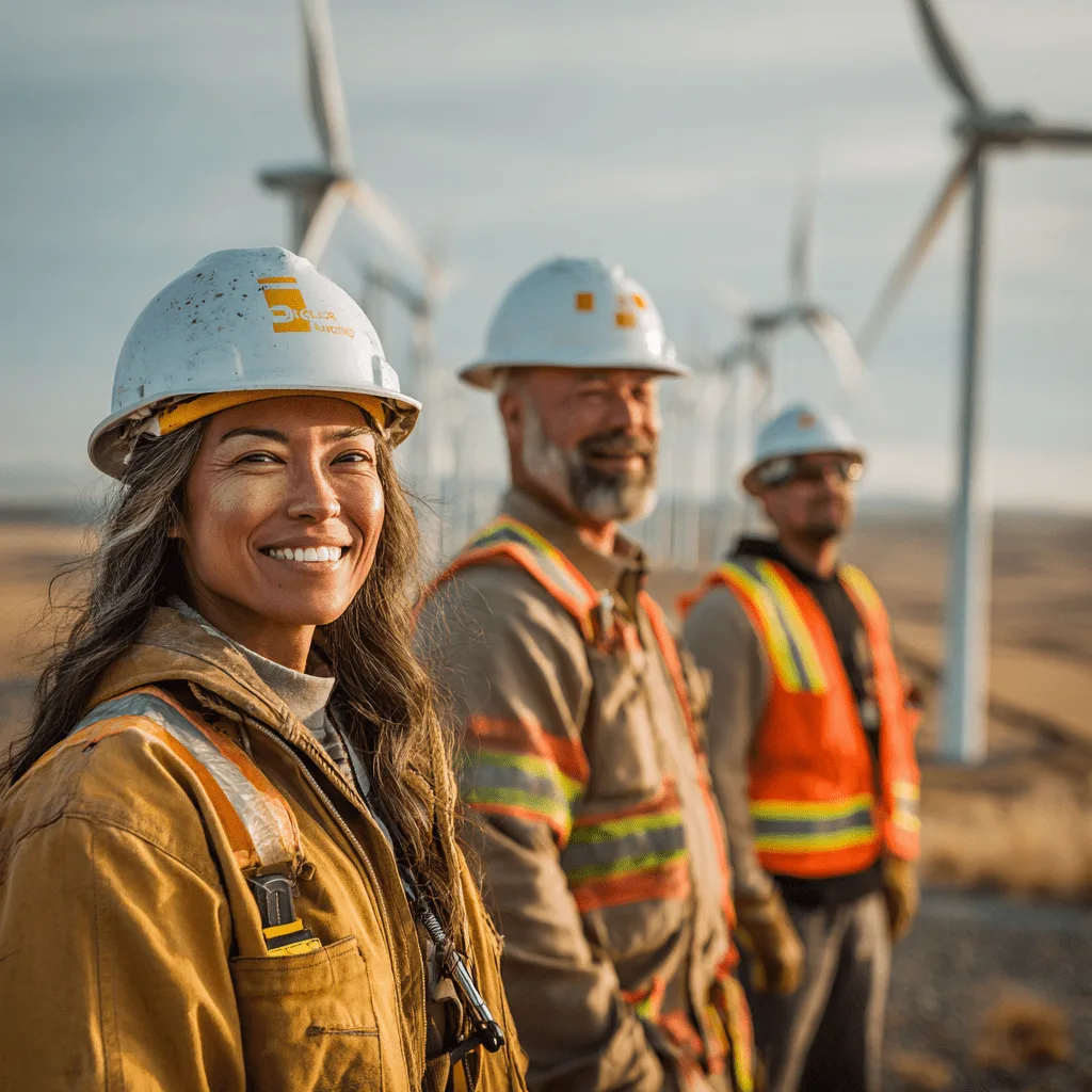 Wind-farm maintenance crew at a turbine site